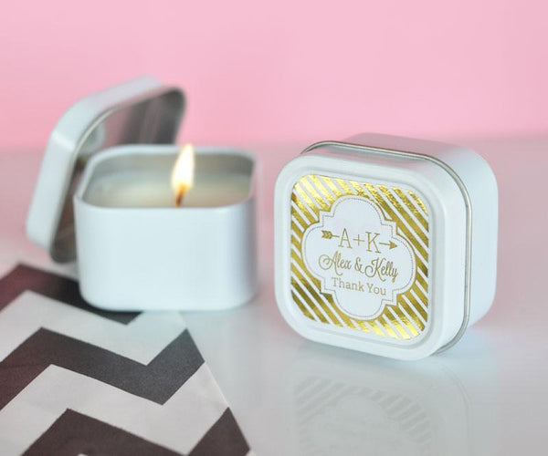 Personalized Foil Square Candle Tins (set of 24) - The Persnickety Bride