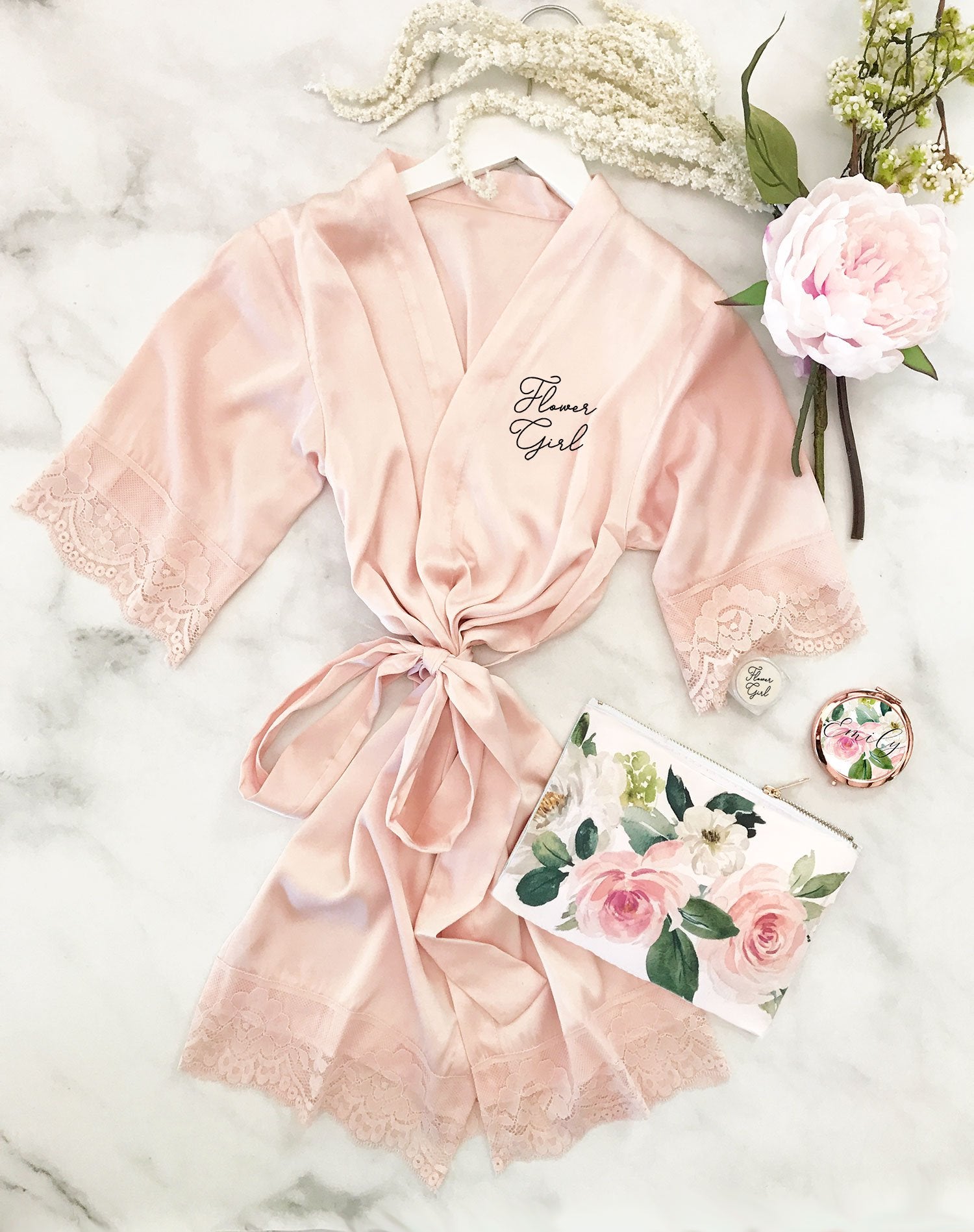 Satin Lace Flower Girl Robe - The Persnickety Bride