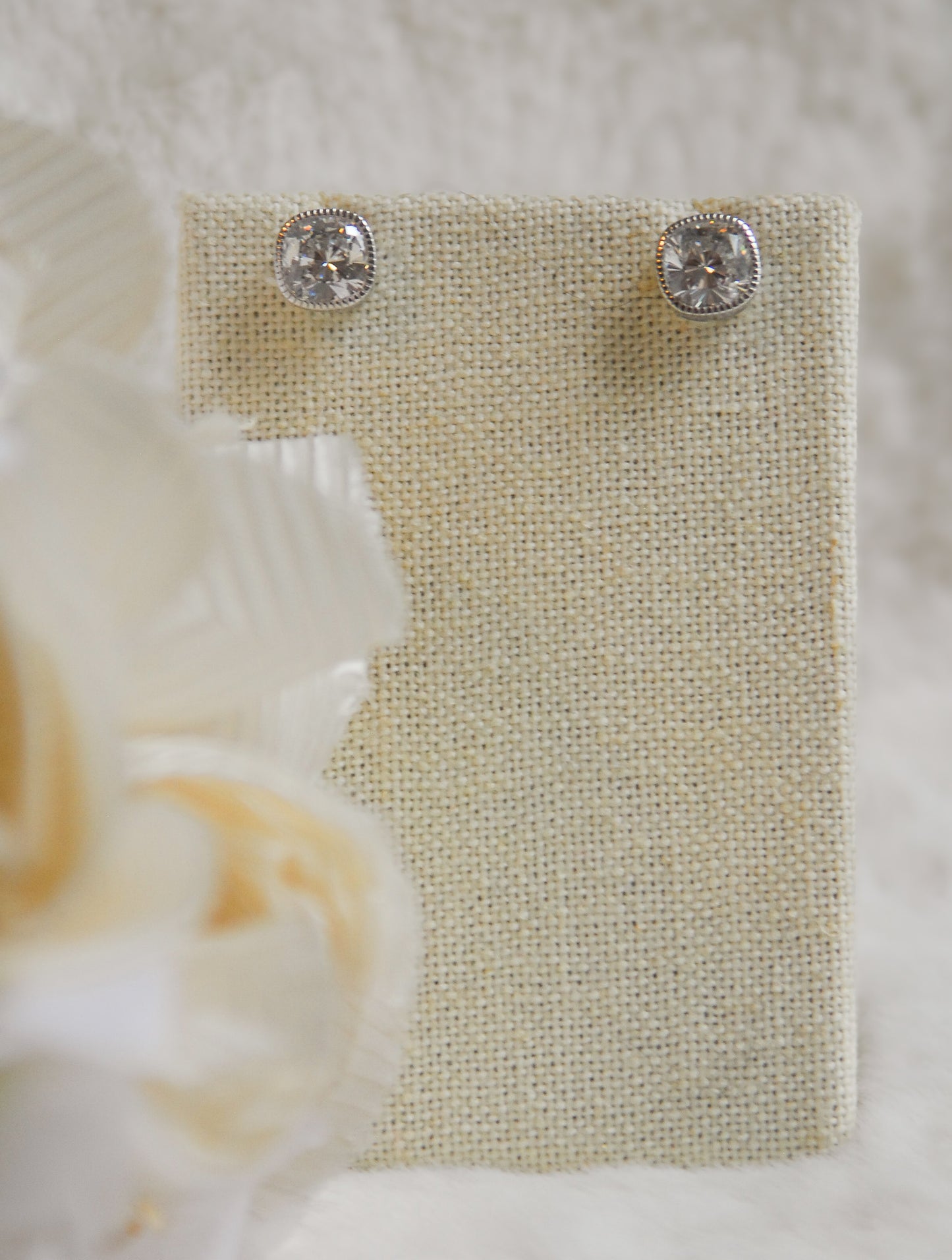 Lucille Cushion Cut Stud Earrings - The Persnickety Bride