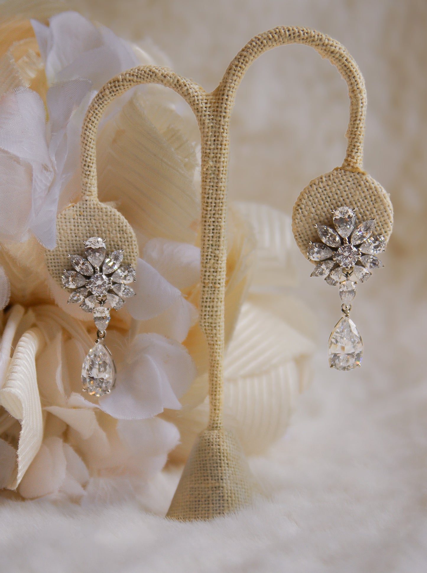 Timeless in Gathered Crystals Earrings - The Persnickety Bride