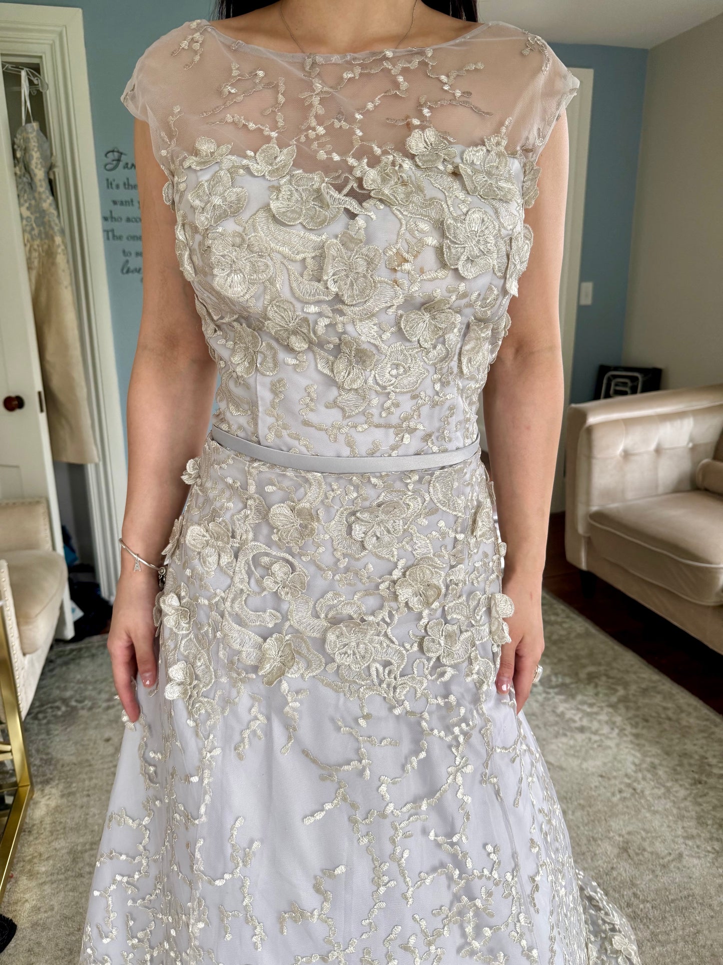 basix black label wedding dress D9189L - MAUVE Floral embroidered gown