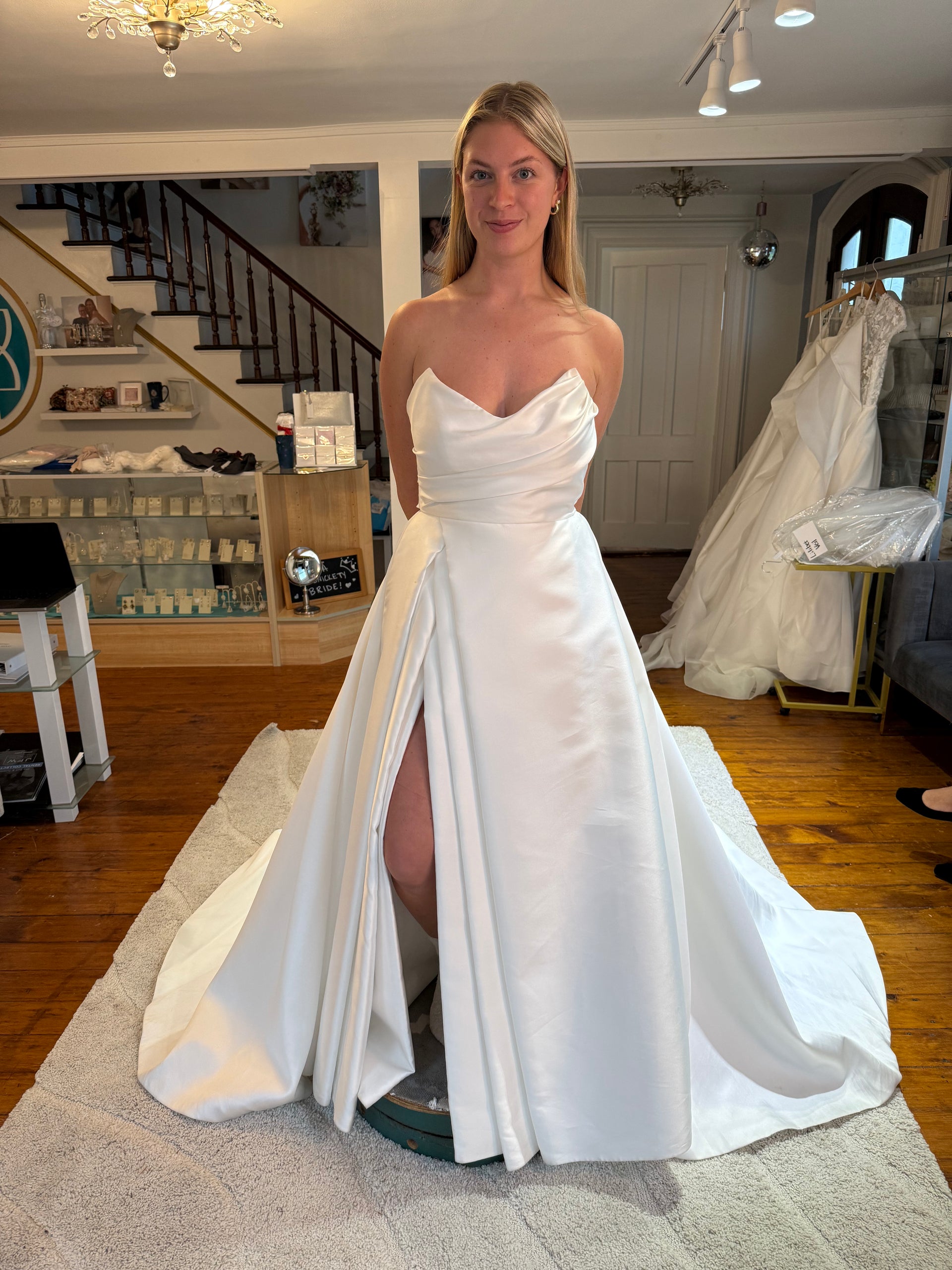 wedding dress with leather belt Lea-Ann Belter 'Arden' Sample wedding dress belt sash