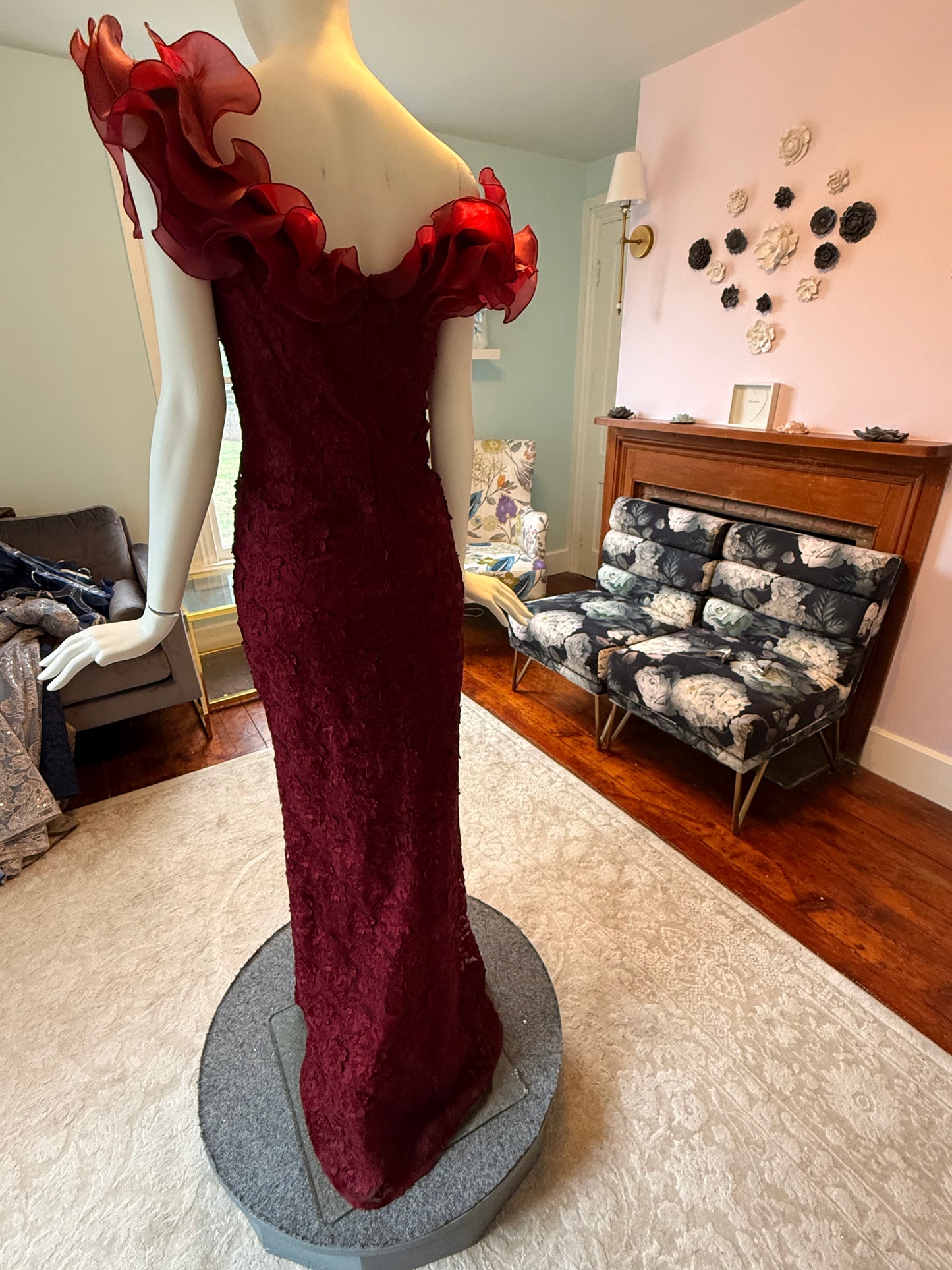 cranberry evening dress Long Glitter Ball Gown Formal Prom Dress by Tina Holly TK554