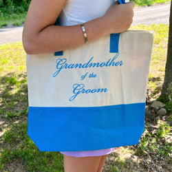 Embroidered Blue Grandmother of the Groom Tote Bag