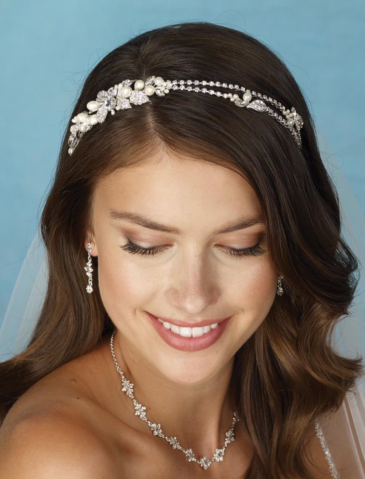 Crystal and Pearl Asymmetrical Headband