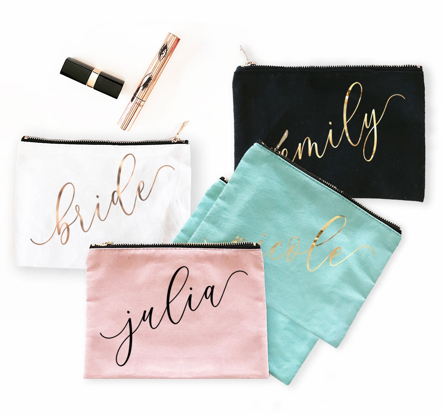 Custom Name Canvas Cosmetic Bags - The Persnickety Bride