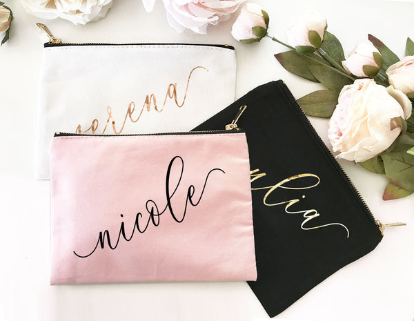 Custom Name Canvas Cosmetic Bags - The Persnickety Bride