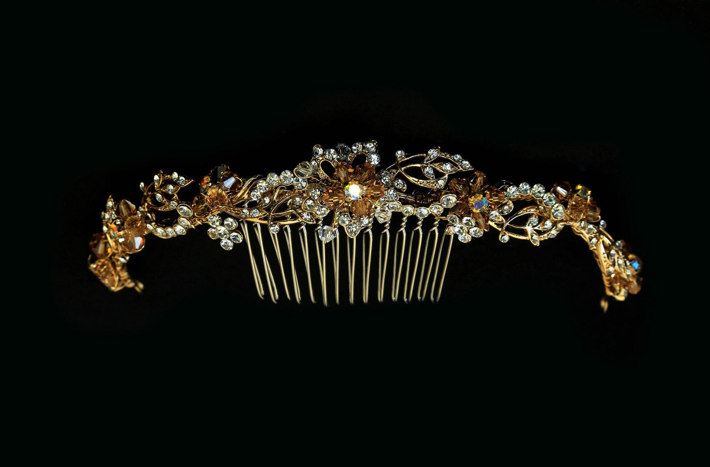 Deep Gold Beaded and Crystal Headpiece - The Persnickety Bride