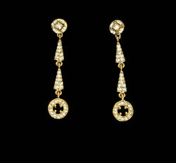 Double Arrow Gold and Crystal Drop Earrings - The Persnickety Bride