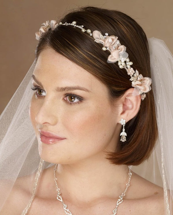 Fabric Floral Flexible Headband - The Persnickety Bride