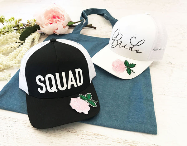 Floral Bride & Squad Hats - The Persnickety Bride