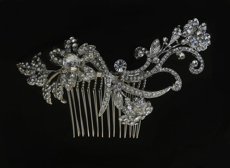 Floral Swarovski Swirl Headpiece - The Persnickety Bride