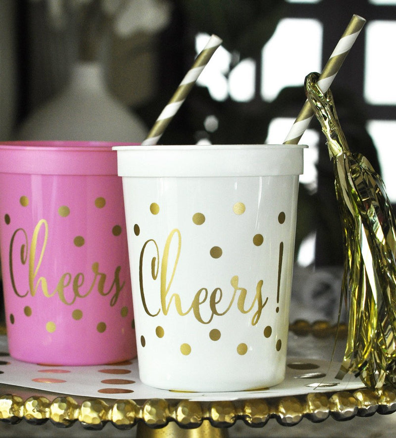 Gold CHEERS Party Cups (set of 25) - The Persnickety Bride