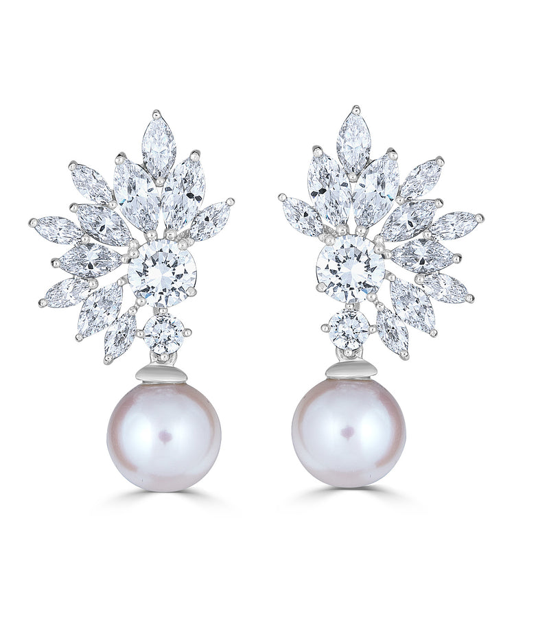 Grace Marquise Burst Freshwater Pearl Earrings - The Persnickety Bride