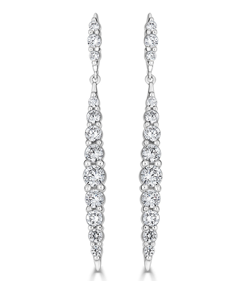 Karolyne Tapered Sparkling Drop Earrings - The Persnickety Bride