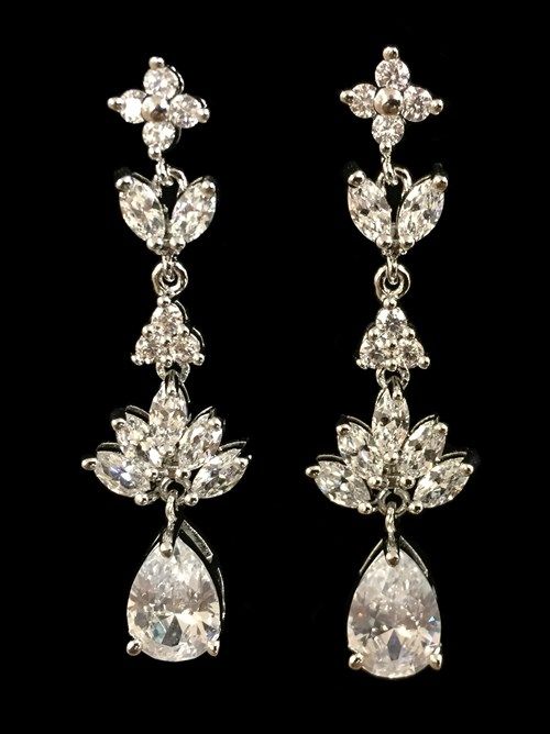 Long Teardrop Bridal Earrings