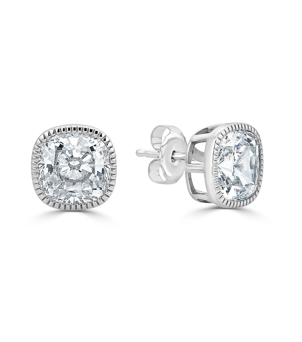 Lucille Cushion Cut Stud Earrings - The Persnickety Bride