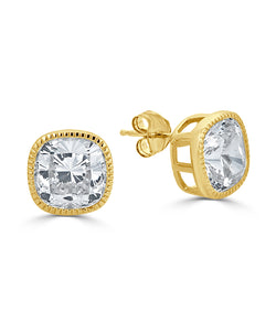 Lucille Cushion Cut Stud Earrings - The Persnickety Bride