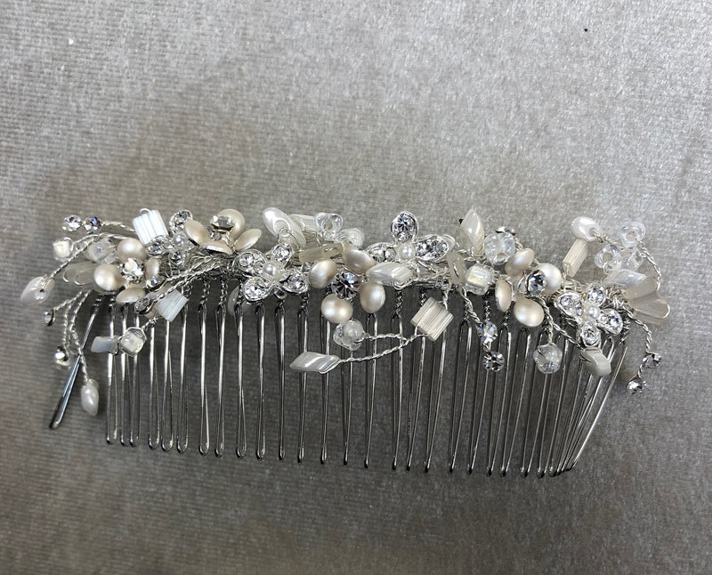 Rhinestone and crystal comb/top comb - The Persnickety Bride