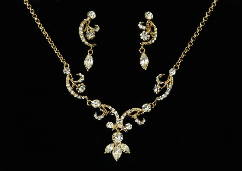 Swirl & Marquis Rhinestone Jewelry Set - The Persnickety Bride
