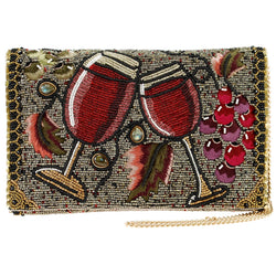 Glasses & Grapes Beaded Embroidered Handbag - The Persnickety Bride