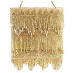 Gold Flapper Beaded Fringe Handbag - The Persnickety Bride