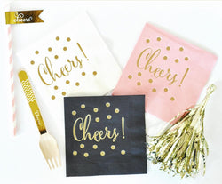 Metallic Gold CHEERS Napkins (set of 25) - The Persnickety Bride