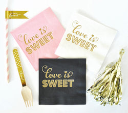 Metallic Gold LOVE IS SWEET Napkins (set of 25) - The Persnickety Bride