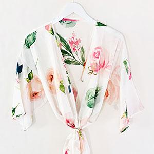 Monogram Spring Rose Satin Robe - The Persnickety Bride