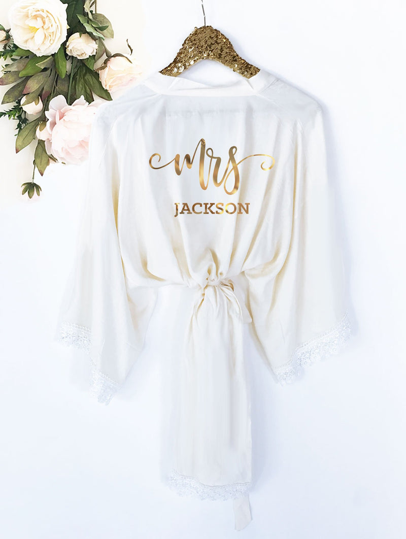 Mrs. Personalized Cotton Lace Robes - The Persnickety Bride