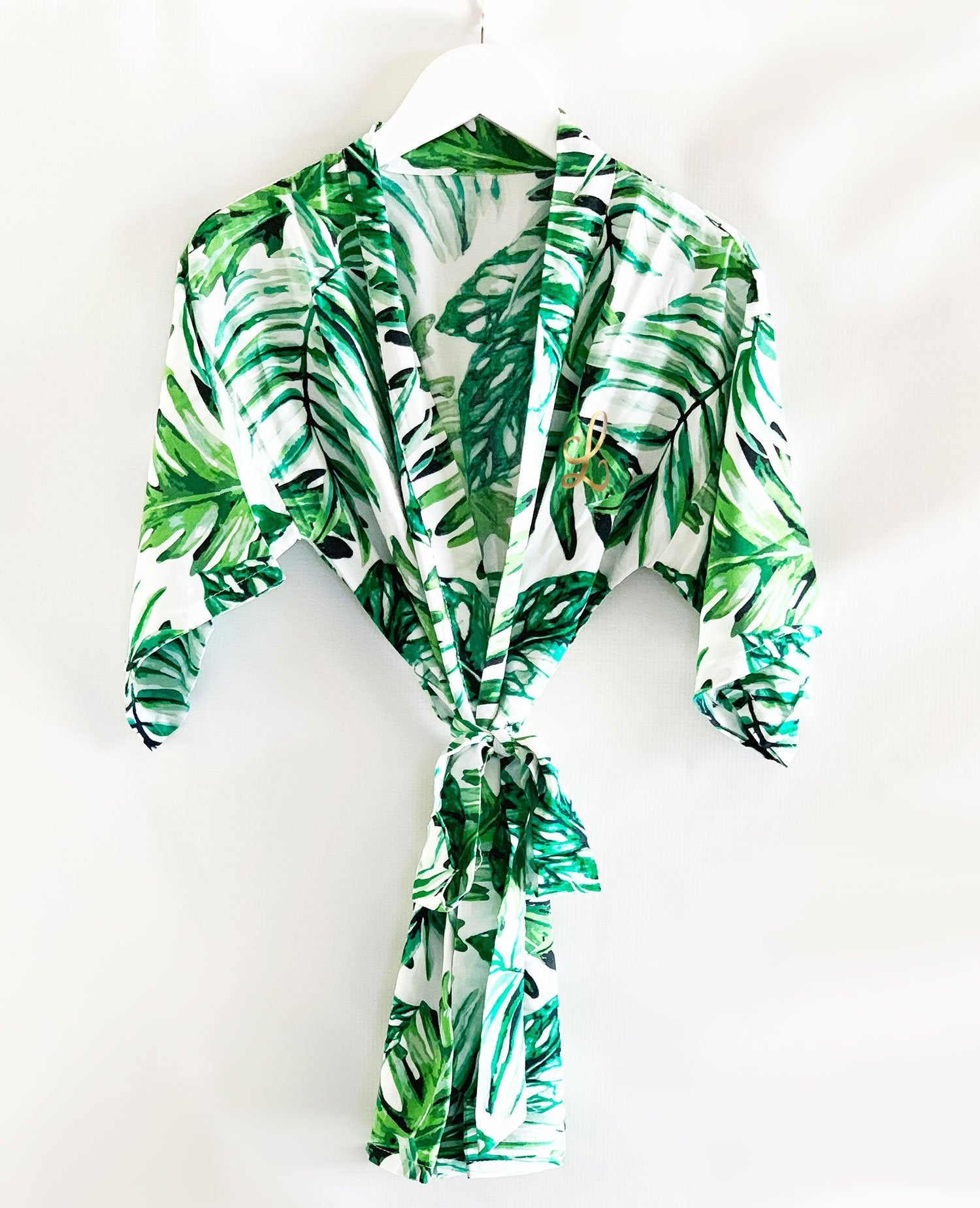 Palm Leaf Child Monogram Robe - The Persnickety Bride