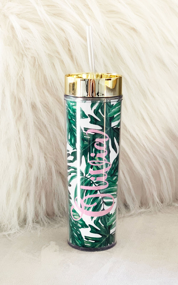 Palm Leaf Tall Tumbler - The Persnickety Bride