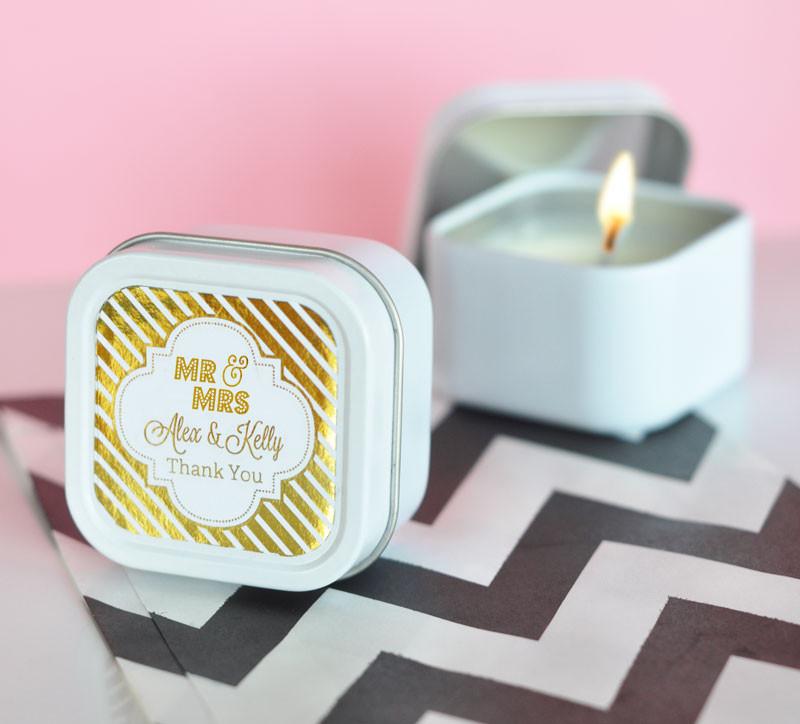 Personalized Foil Square Candle Tins (set of 24) - The Persnickety Bride