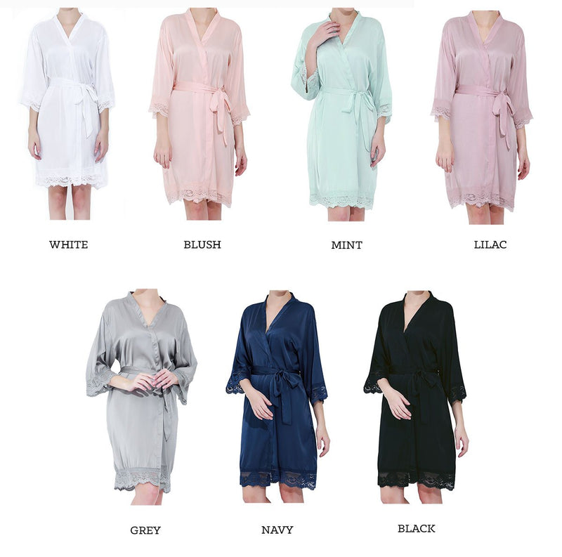 Personalized Satin Lace Robe - The Persnickety Bride