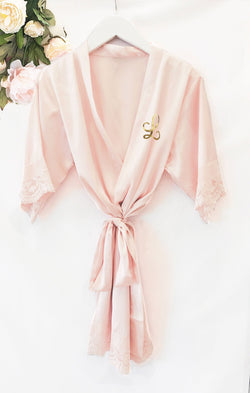 Satin Lace Child Monogram Robe - The Persnickety Bride