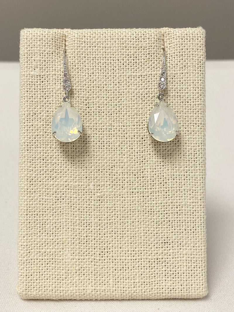 Silver and opal bridal earrings - The Persnickety Bride