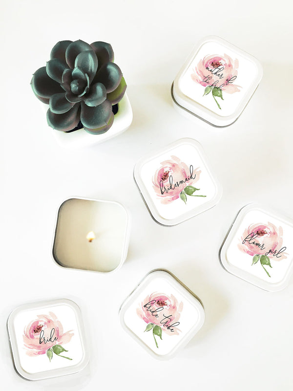 Spring Rose Bridal Party Candles (set of 12) - The Persnickety Bride