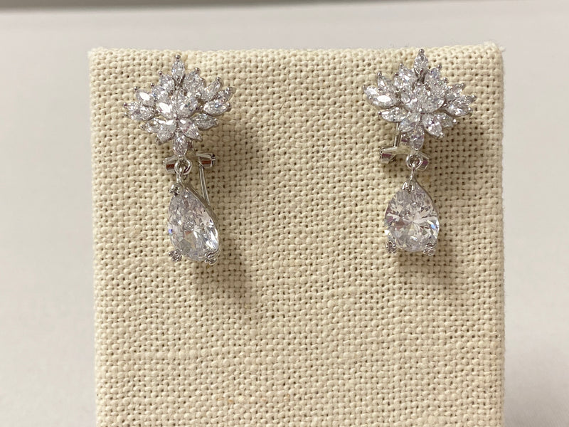 Timeless in Gathered Crystals Earrings - The Persnickety Bride