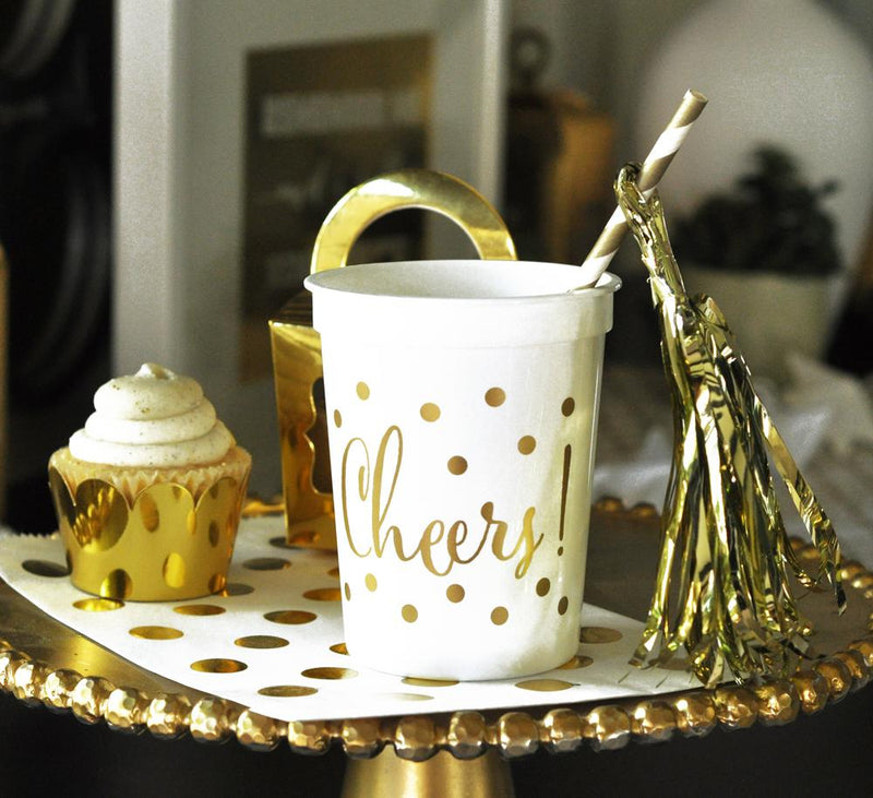 Gold CHEERS Party Cups (set of 25) - The Persnickety Bride