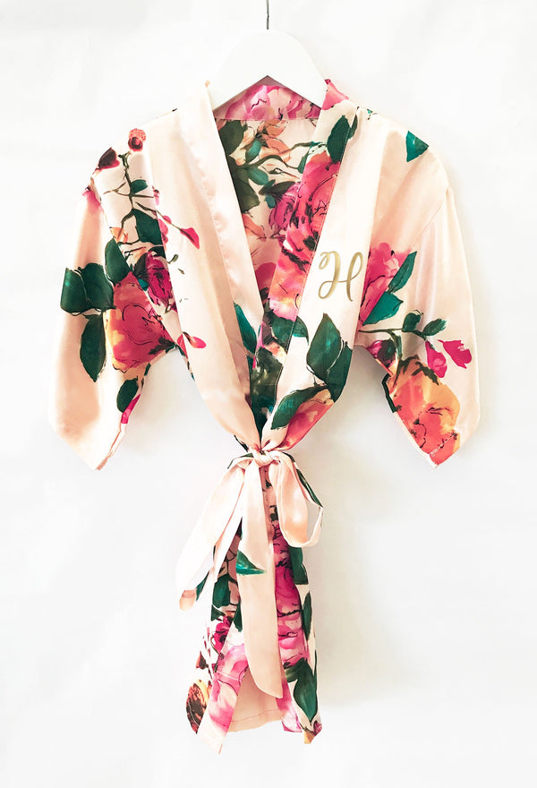 Watercolor Floral Child Monogram Robe - The Persnickety Bride
