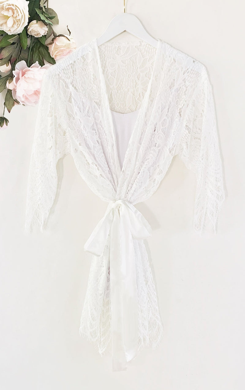 White Lace Robe - The Persnickety Bride