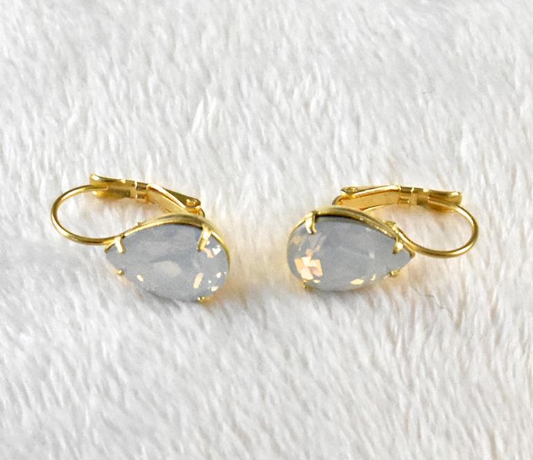 White Opal Pear Earrings - The Persnickety Bride