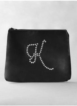 Rhinestone Single Initial Cosmetic Bag - The Persnickety Bride