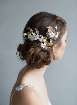 Glinting Leaves and Blushing Flowers Headpiece