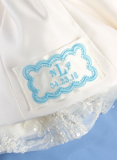 Monogram w/Date Dot Border Dress Label - The Persnickety Bride
