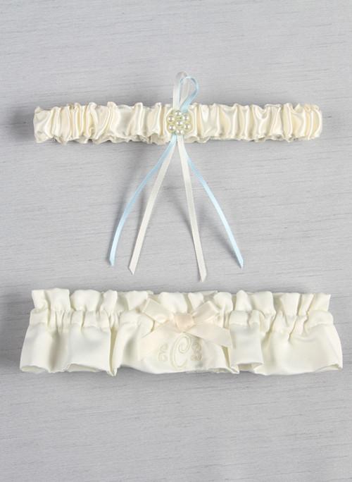 Embroidered Monogram Garter Set - The Persnickety Bride