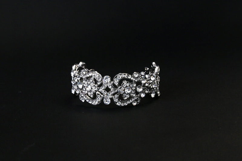 Eternally Yours Rhodium and Rhinestone Cuff - The Persnickety Bride