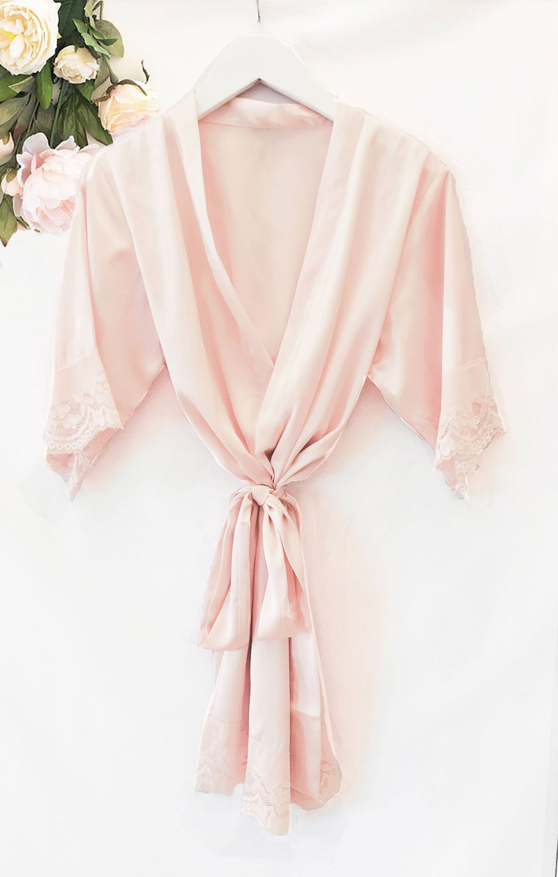 Personalized Child Satin Lace Robe - The Persnickety Bride