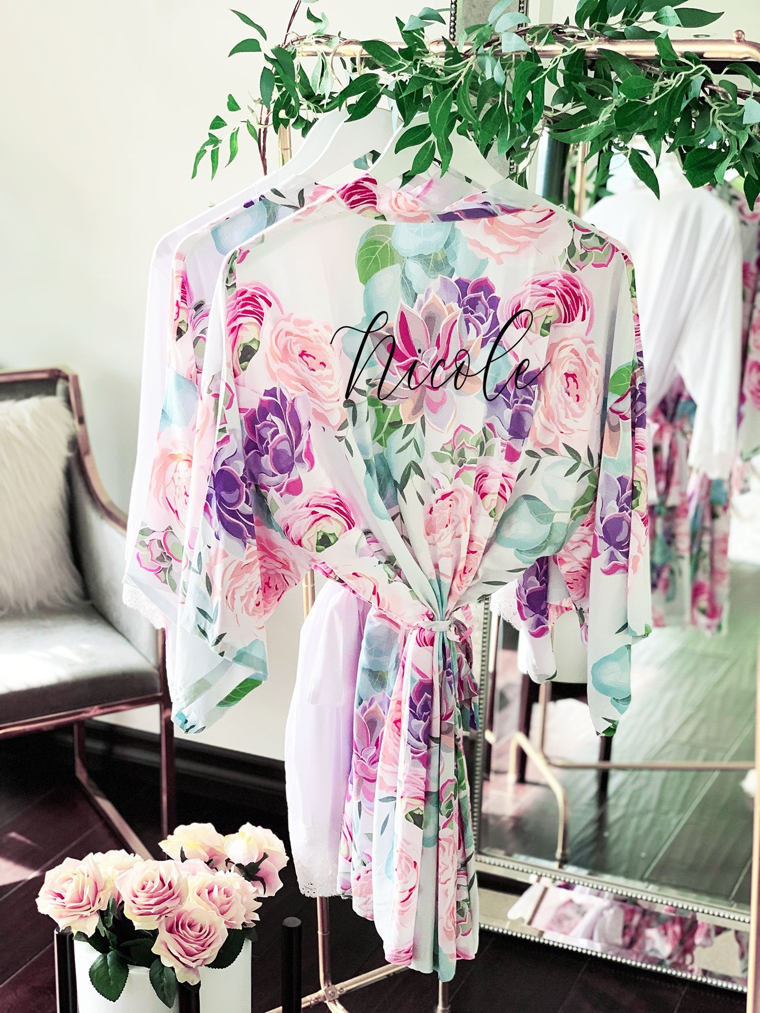 Personalized Succulent Cotton Robes - The Persnickety Bride