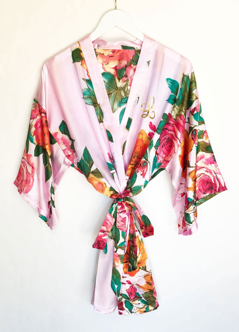 Monogram Watercolor Floral Robes - The Persnickety Bride